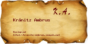Kránitz Ambrus névjegykártya